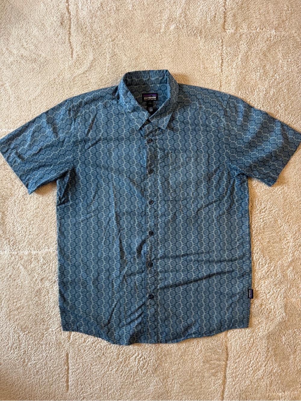 Patagonia Blue Short-Sleeve Button-Down Shirt